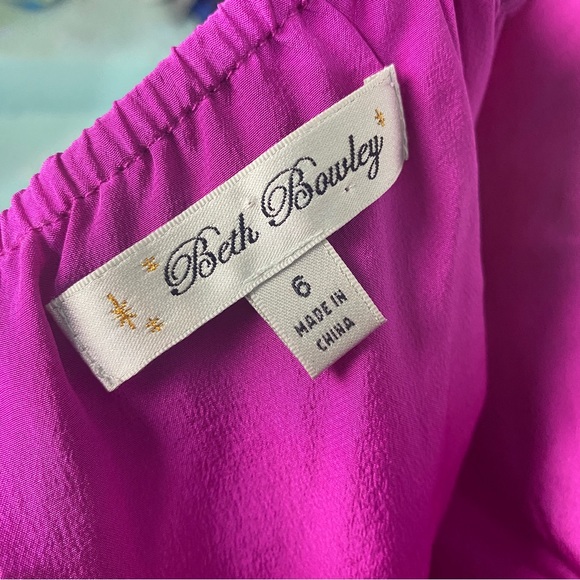 Beth Bowley Fuchsia Floral Chiffon Dress, Sz 6 - Picture 4 of 6